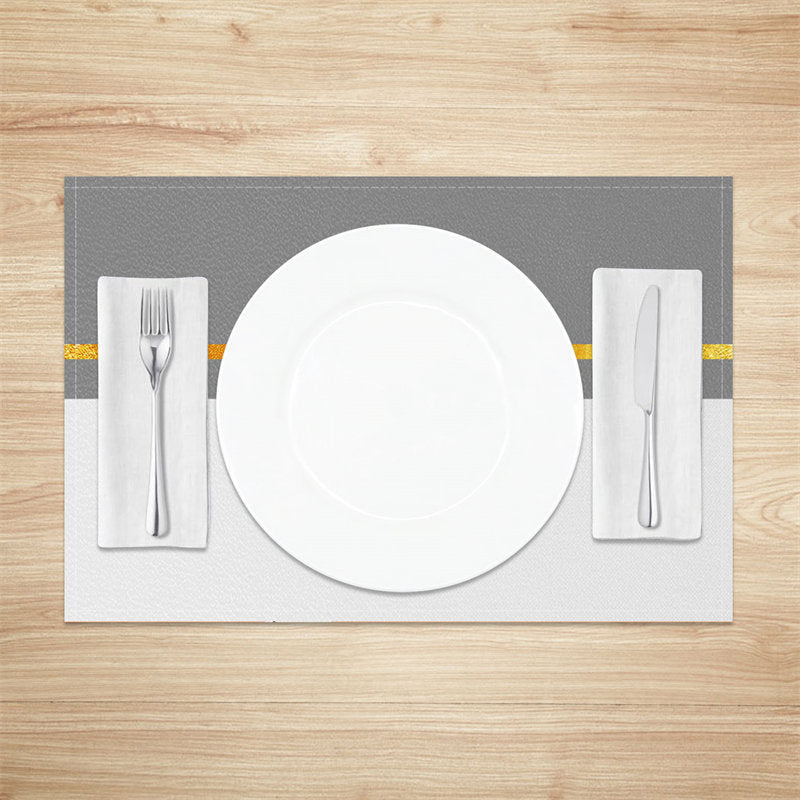 Aperturee - Grey And White Golden Line Dinner Set Of 4 Placemats