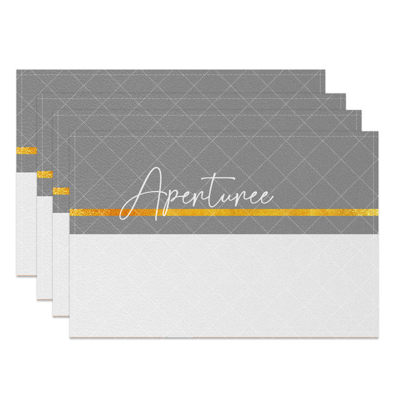 Aperturee - Grey And White Golden Line Dinner Set Of 4 Placemats