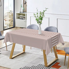 Aperturee - Grey Brown White Plaid Dining Rectangle Tablecloth