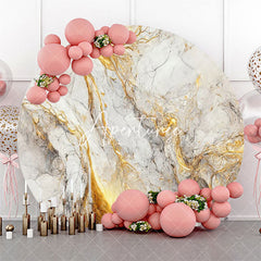 Aperturee - Grey Golden Marble Abstract Round Birthday Backdrop