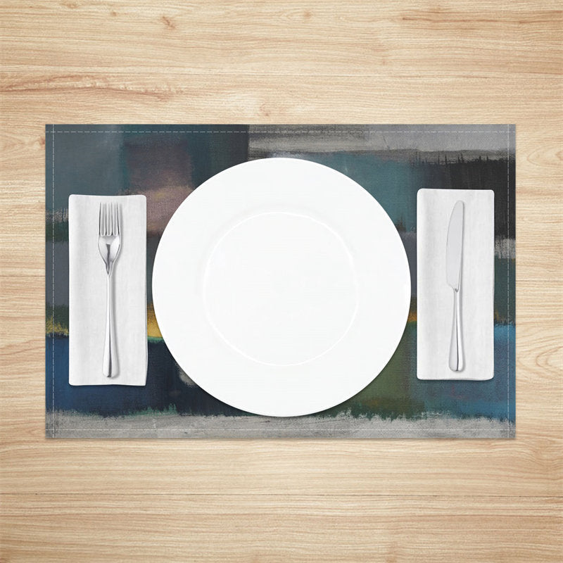 Aperturee - Grey Green Morden Abstract Paint Set Of 4 Placemats