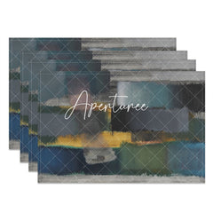 Aperturee - Grey Green Morden Abstract Paint Set Of 4 Placemats