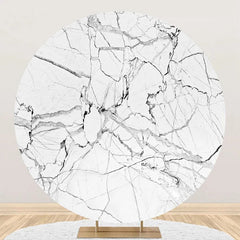 Aperturee - Grey Line Marble Abstract Round Birthday Backdrop