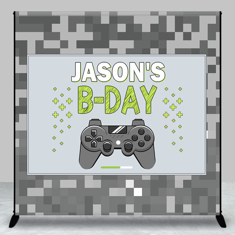 Aperturee - Grey Pixel Games Night Custom Name Birthday Backdrop