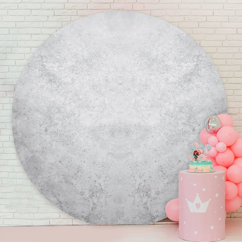 Aperturee - Grey Round Happy Birthday Backdrop For Party