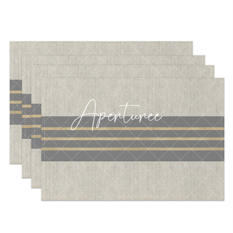 Aperturee - Grey Splice Brown Lines Dinner Set Of 4 Placemats