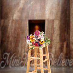 Aperturee - Grey Stone Wall Backdrop With Door For Photography