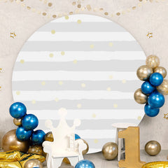 Aperturee - Grey Stripes Round Birthday Backdrop For Boy