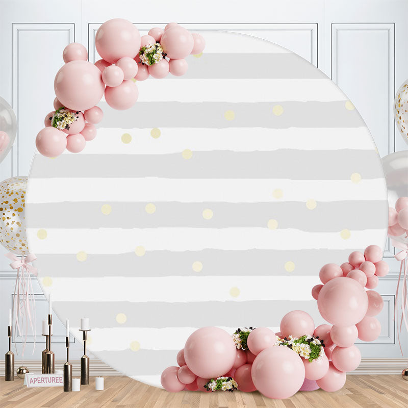 Aperturee - Grey Stripes Round Birthday Backdrop For Boy