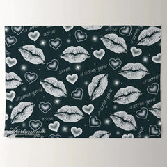 Aperturee - Grey Theme Kiss Heart Happy Valentines Day Backdrop