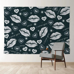 Aperturee - Grey Theme Kiss Heart Happy Valentines Day Backdrop