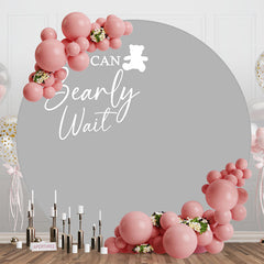 Aperturee - Grey We Can Bearly Wait Round Baby Shower Backdrop