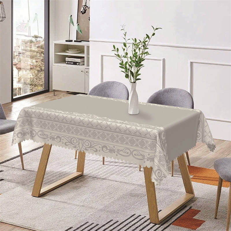 Aperturee - Grey White Regular Prints Grace Rectangle Tablecloth