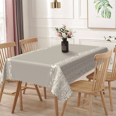 Aperturee - Grey White Regular Prints Grace Rectangle Tablecloth