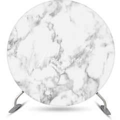 Aperturee - Grey White Simple Marble Round Birthday Backdrop