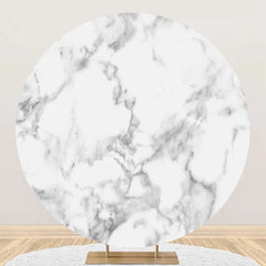 Aperturee - Grey White Simple Marble Round Birthday Backdrop