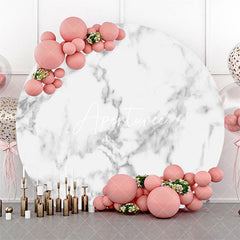 Aperturee - Grey White Simple Marble Round Birthday Backdrop