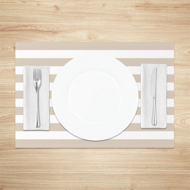 Aperturee - Grey White Stripes Set Of 4 Placemats For Dining