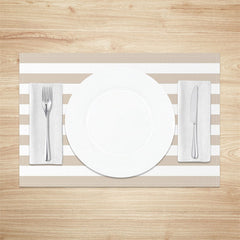 Aperturee - Grey White Stripes Set Of 4 Placemats For Dining