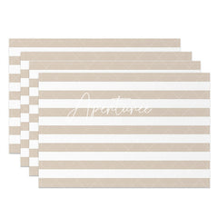 Aperturee - Grey White Stripes Set Of 4 Placemats For Dining