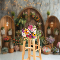 Aperturee - Grey White Wall Floral Easter Photography Backdrop