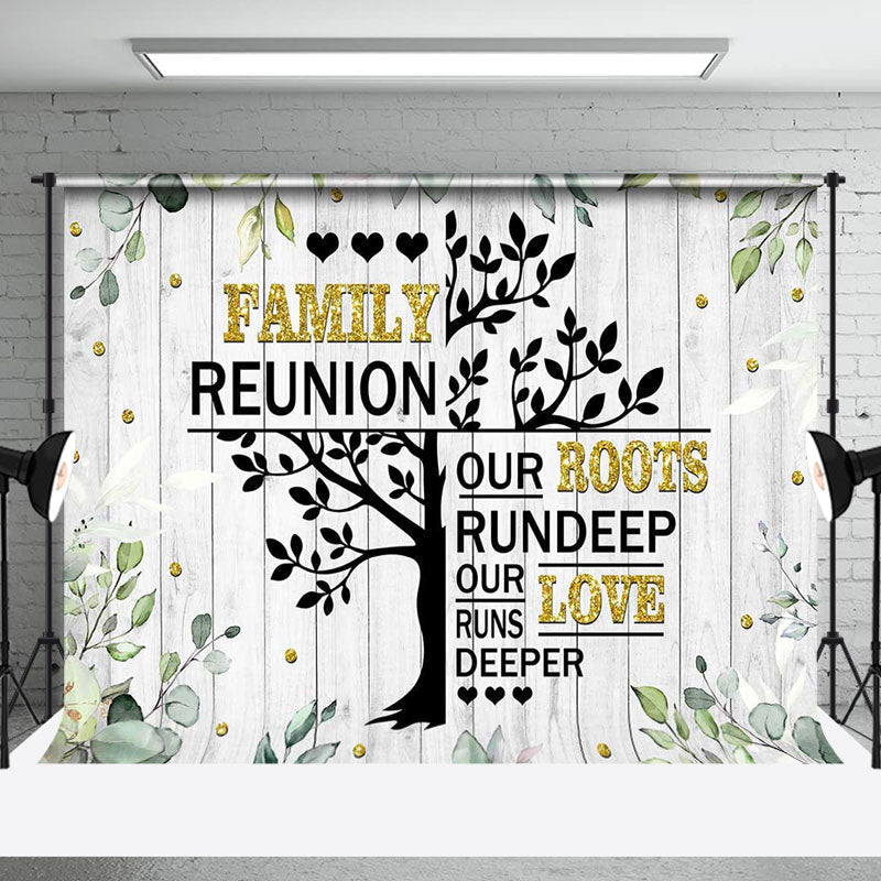 Aperturee - Grey Wooden Plant Leaf Tree Family Reunion Backdrop