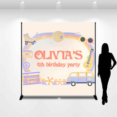 Aperturee - Groovy Custom Name Birthday Party Backdrop For Kids