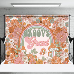 Aperturee - Groovy Grad Cartoon Daisy Floral Graduation Backdrop