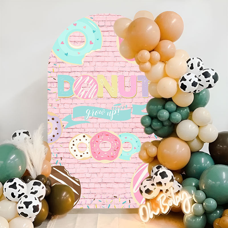 Aperturee - Grow Up Brick Wall Cute Donut Birthday Arch Backdrop