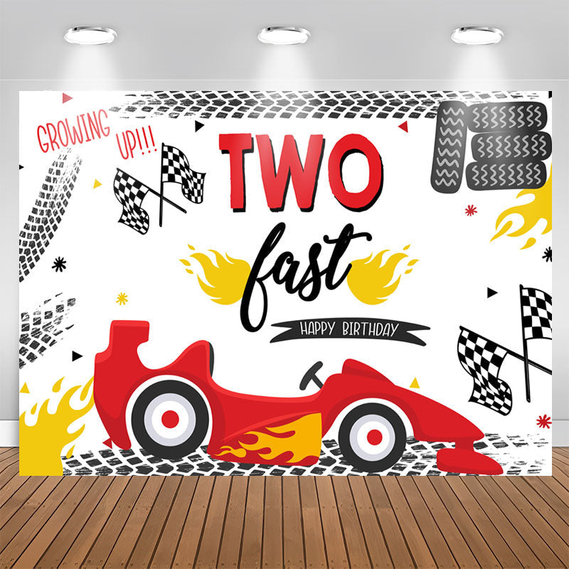 Aperturee - Growing Up Two Last Racing Car Happy Birthday Backdrop