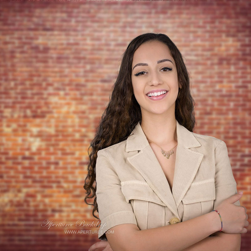 Aperturee - Grunge Retro Red Brick Backdrop For Photography