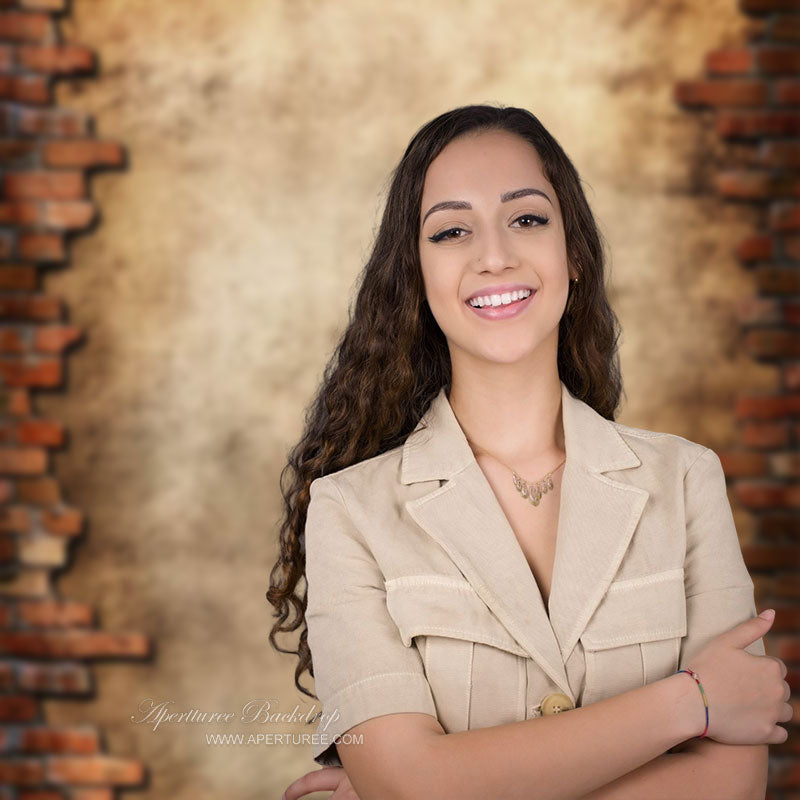 Aperturee - Grungy Retro Rural Brick Wall Photography Backdrop