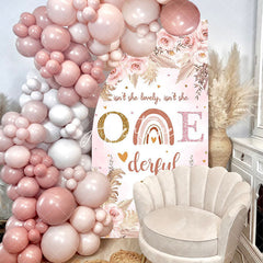 Aperturee - Half Moon Rainbow Boho 1st Birthday Arch Backdrop