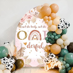 Aperturee - Half Moon Rainbow Boho 1st Birthday Arch Backdrop