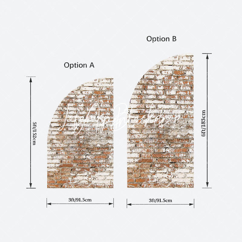 Aperturee - Half Moon Retro Faded Brick Wall Arch Party Backdrop