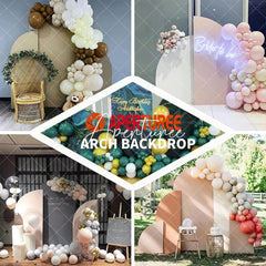 Aperturee - Half Moon Vintage Wood Grain Party Arch Backdrop