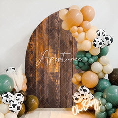 Aperturee - Half Moon Vintage Wood Grain Party Arch Backdrop