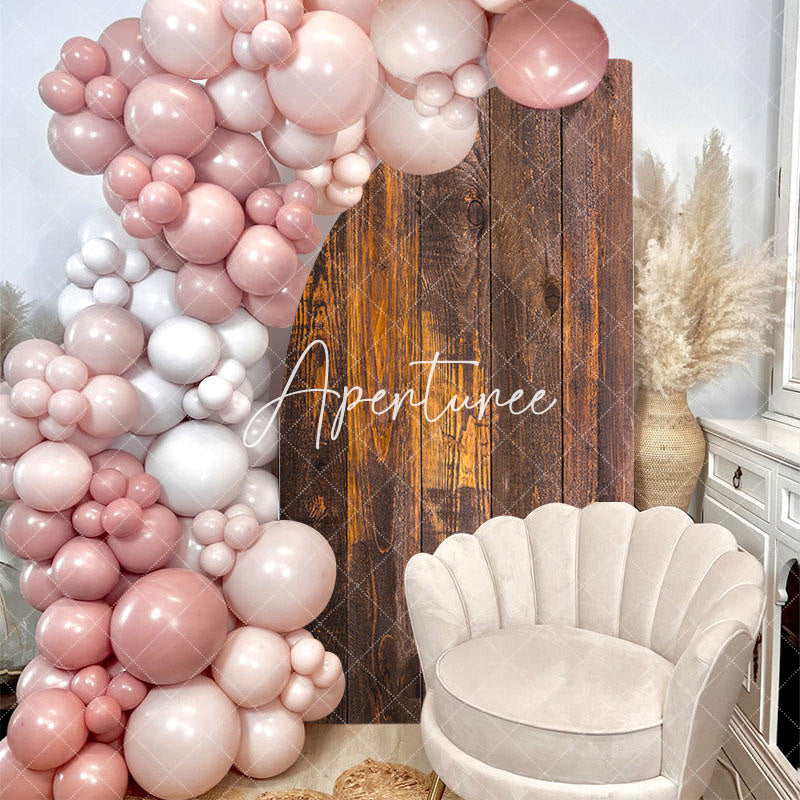 Aperturee - Half Moon Vintage Wood Grain Party Arch Backdrop