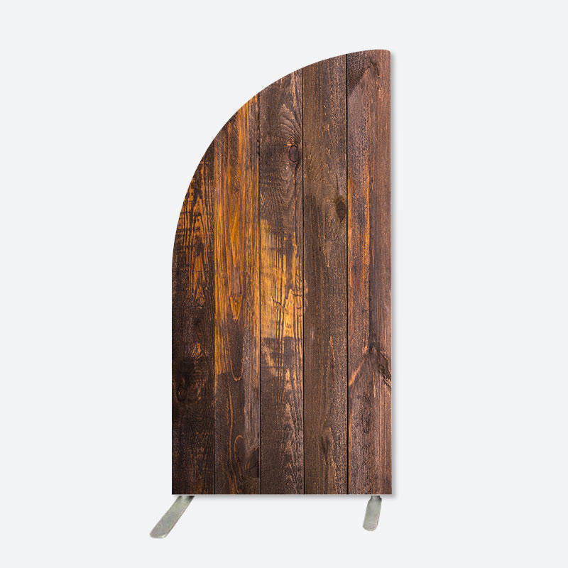 Aperturee - Half Moon Vintage Wood Grain Party Arch Backdrop