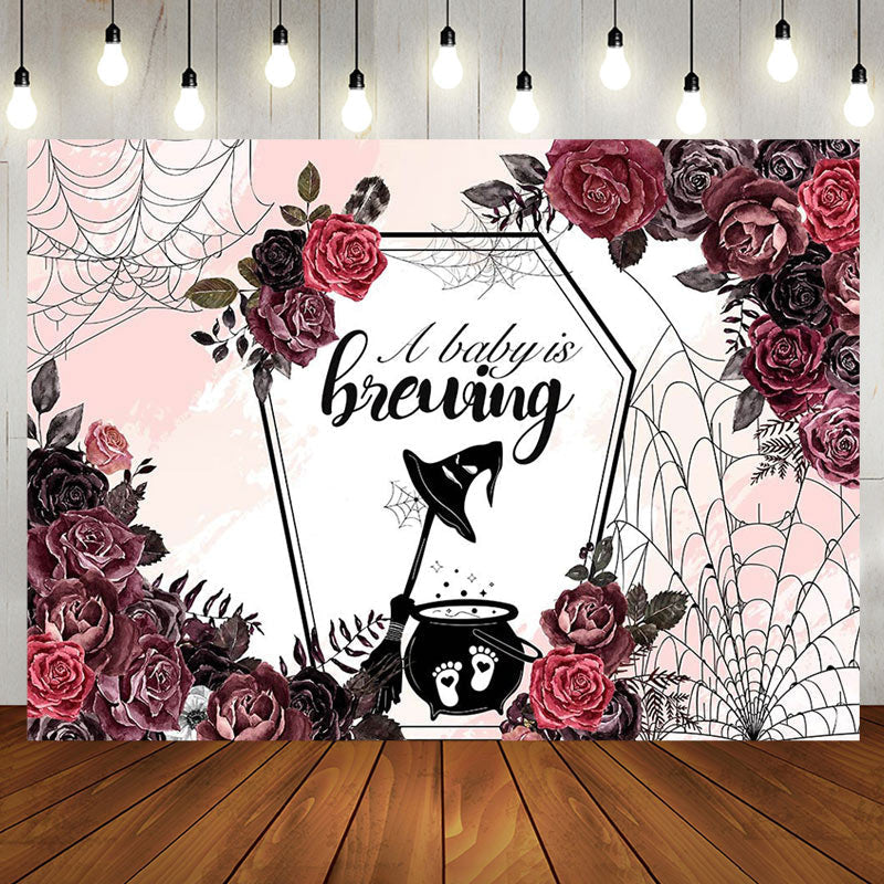 Aperturee - Halloween Baby Is Brewing Gender Reveal Backdrop