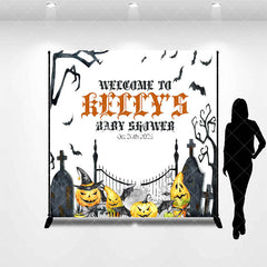 Aperturee - Halloween Cemetery Custom Name Baby Shower Backdrop