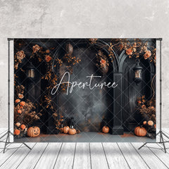 Aperturee - Halloween Dark Black Wall Floral Cake Smash Backdrop