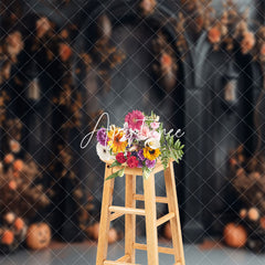 Aperturee - Halloween Dark Black Wall Floral Cake Smash Backdrop