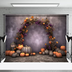 Aperturee - Halloween Floral Arch Autumn Pumpkin Photo Backdrop