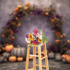 Aperturee - Halloween Floral Arch Autumn Pumpkin Photo Backdrop