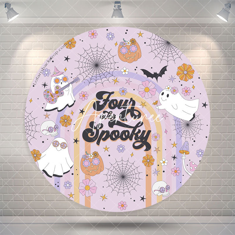 Aperturee Halloween Four Ever Spooky Round Birthday Backdrop