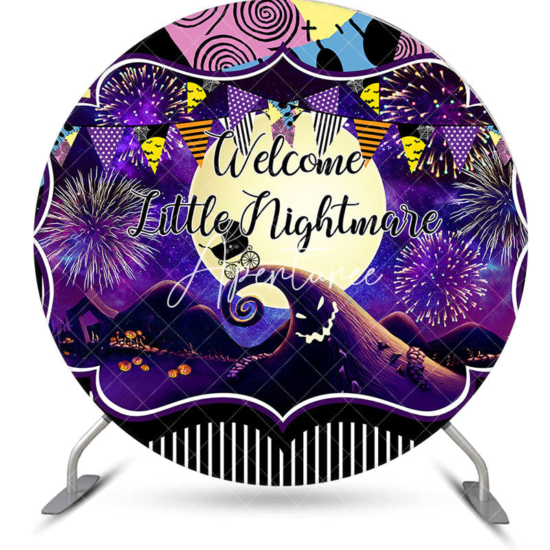 Aperturee - Halloween Little Nightmare Round Baby Shower Backdrop