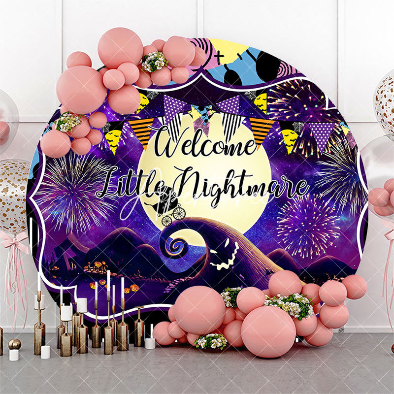 Aperturee - Halloween Little Nightmare Round Baby Shower Backdrop