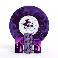 Aperturee Halloween Moon Purple Party Event Round Backdrop Kit