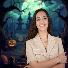 Aperturee - Halloween Nightmare Pumpkin Haunted House Backdrop